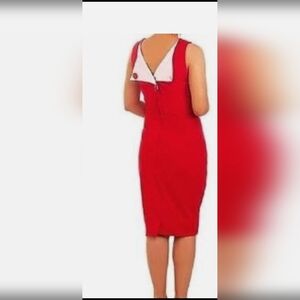 BETTIE PAGE Vintage Style Red Dress With Dramatic Back  Size M